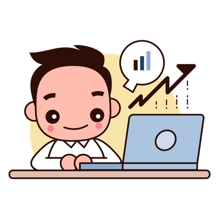 Young man working as broker  Illustration
