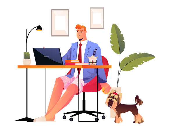 Young man working at office  Illustration