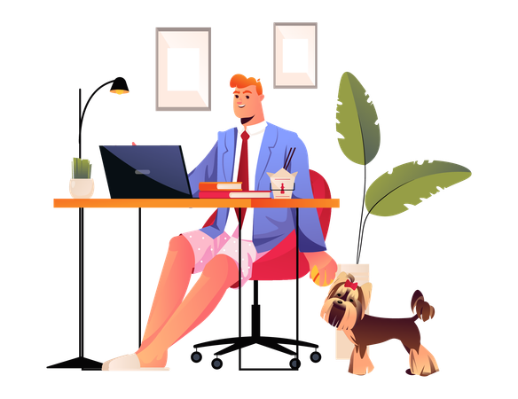 Young man working at office  Illustration