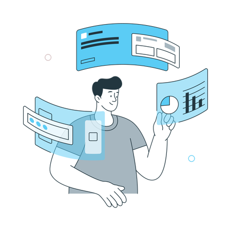 Young man working CMS Development  Illustration