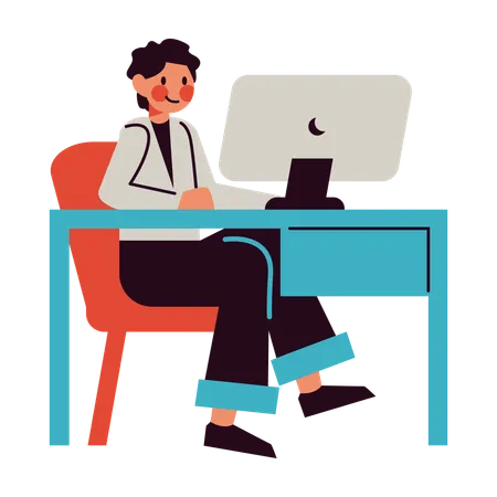 Young man working in office  Illustration