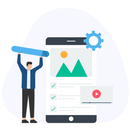 Young man working on App Development  Illustration