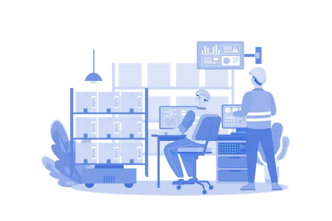 Automated Warehouse Management Illustration Concept On White Background Illustration