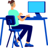 illustrations of man working on pc