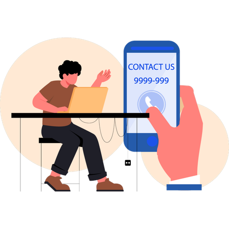 Young man working on emergency call  Illustration