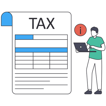 Young man working on Tax Report  Illustration