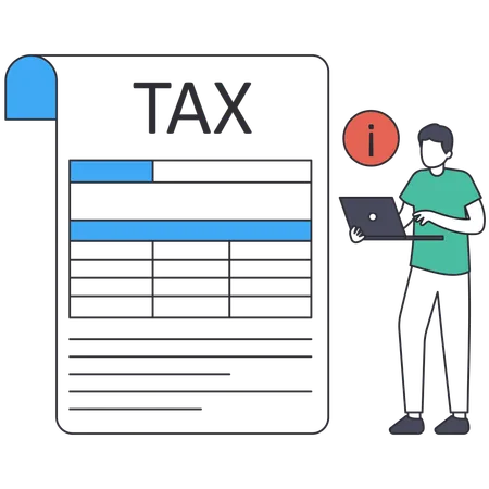 Young man working on Tax Report  Illustration