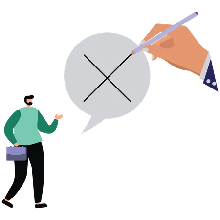 Young manager ignored comment  Illustration