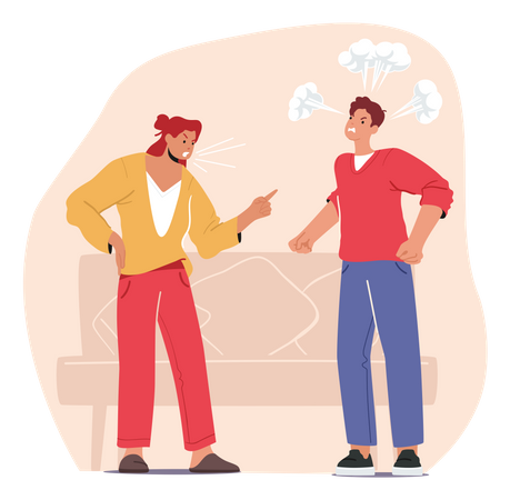 Young Married Couple Quarreling  Illustration