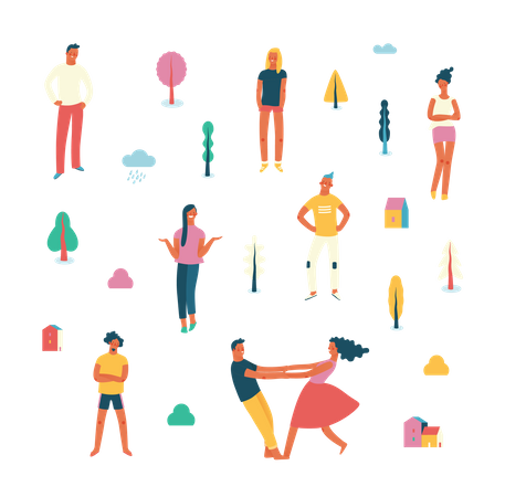 Young men and women  Illustration