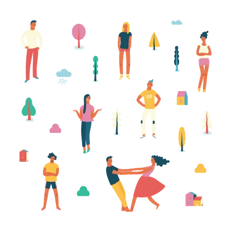 Young men and women  Illustration