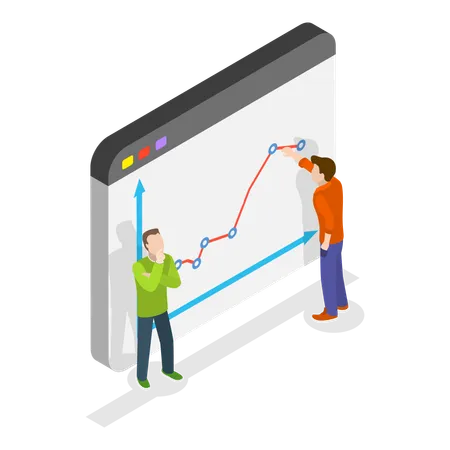 Young men doing Financial Investment analysis  Illustration