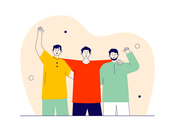 Young men enjoying friendship  Illustration