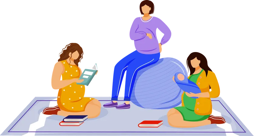 Young mother and pregnant women Illustration