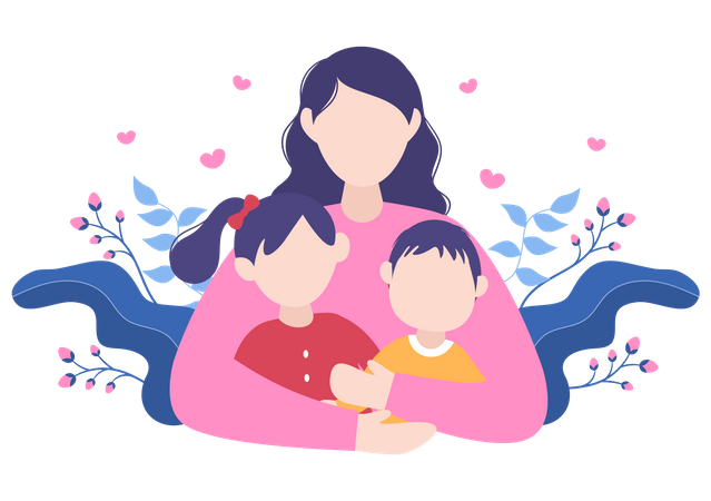 Young mother holding child Illustration