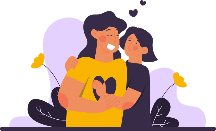 Young Mother Hugging Her Child  Illustration