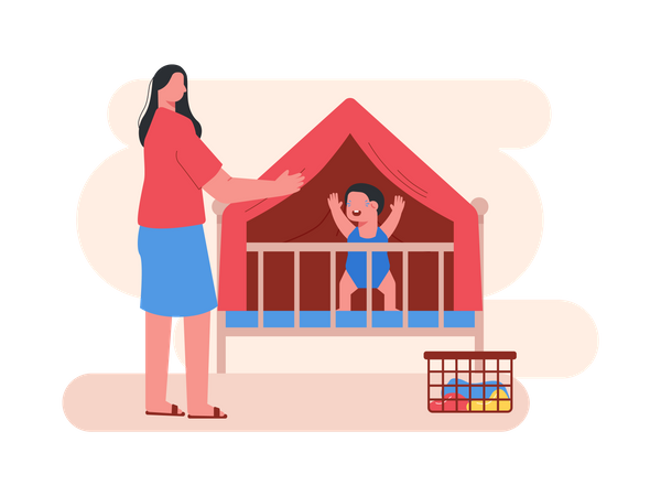 Young mother playing with her kid  Illustration