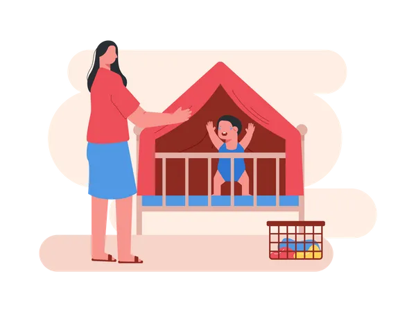 Young mother playing with her kid  Illustration