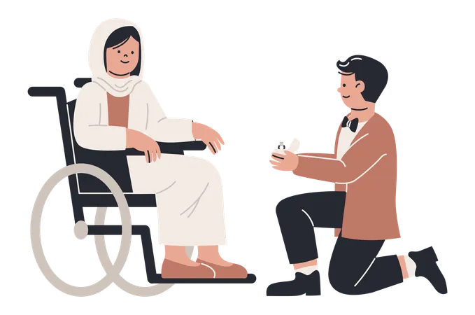 Young Muslim Couple getting married  Illustration