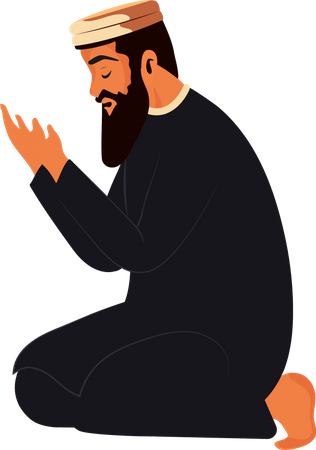 Young Muslim Man Offering Namaz  Illustration