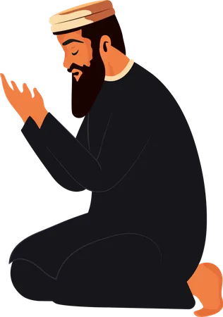 Young Muslim Man Offering Namaz  Illustration