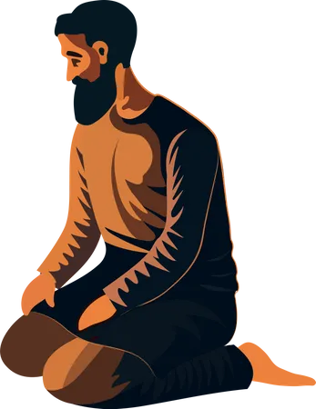 Young Muslim Man Praying Namaz  Illustration
