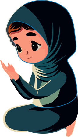 Young Muslim Woman Offering Namaz  일러스트레이션
