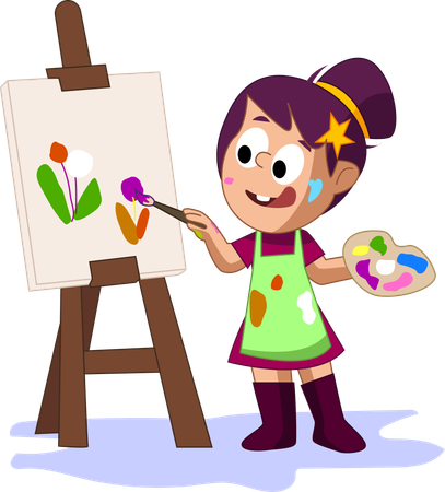 Young Painter at Work  Illustration