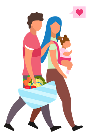 Young parents choosing healthy nutrition for newborn kid Illustration
