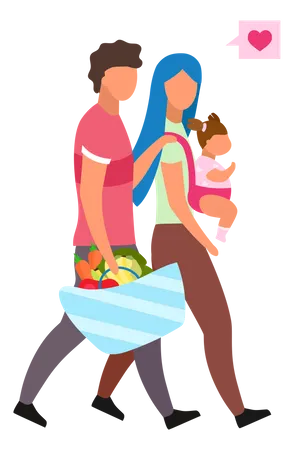 Young parents choosing healthy nutrition for newborn kid Illustration