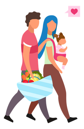 Young parents choosing healthy nutrition for newborn kid  Illustration