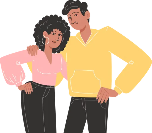 Young parents standing next to each other  Illustration