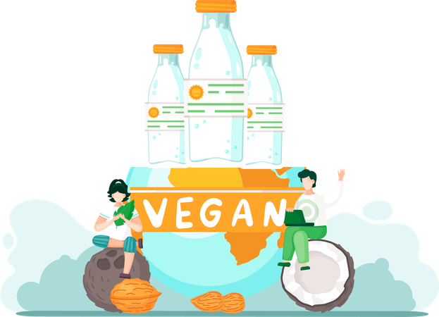 Young people adhere to vegan principles  Illustration