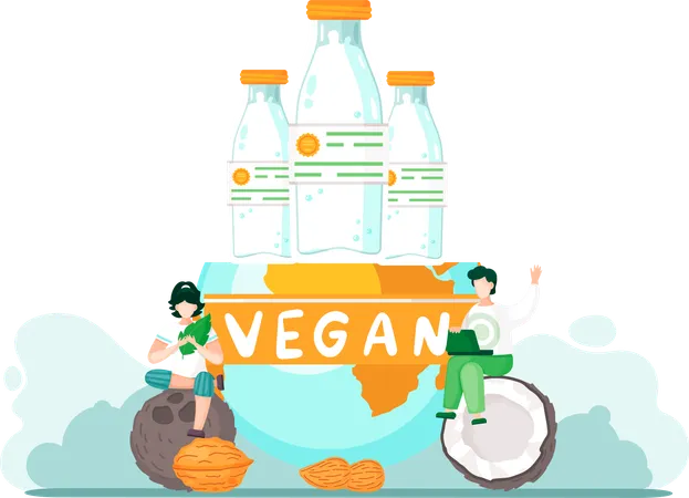 Young people adhere to vegan principles  Illustration