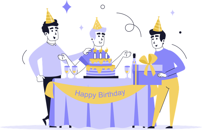 Young people celebrating birthday  Illustration