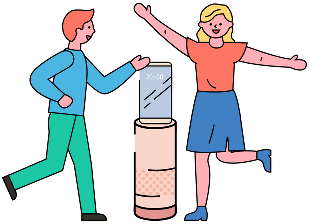 Young people dancing with Bluetooth device  イラスト