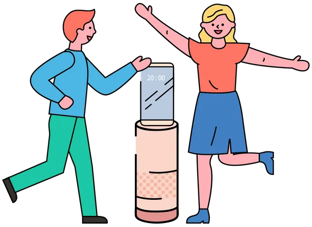 Young people dancing with Bluetooth device  イラスト