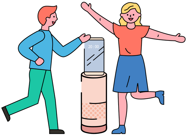 Young people dancing with Bluetooth device  Illustration