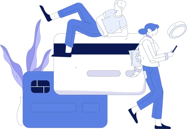 Young People doing payment using credit card  Illustration
