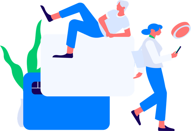 Young People doing payment using credit card  Illustration