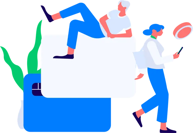 Young People doing payment using credit card  Illustration