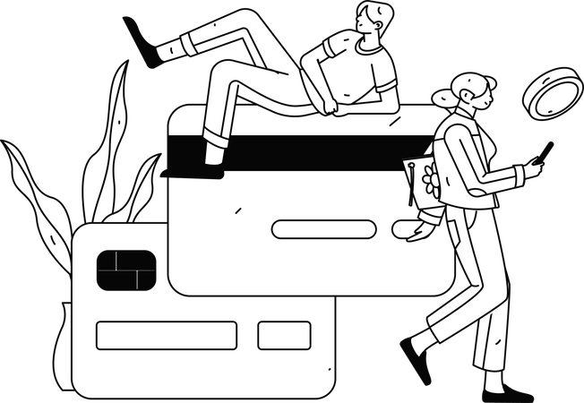 Young People doing payment using credit card  Illustration