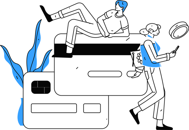 Young People doing payment using credit card  Illustration