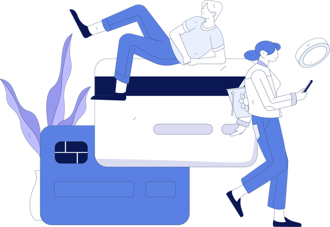 Young People doing payment using credit card  Illustration