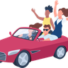 free red convertible car illustrations