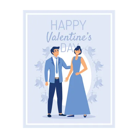 Young people enjoying valentine's day date Illustration