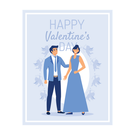 Young people enjoying valentine's day date  Illustration