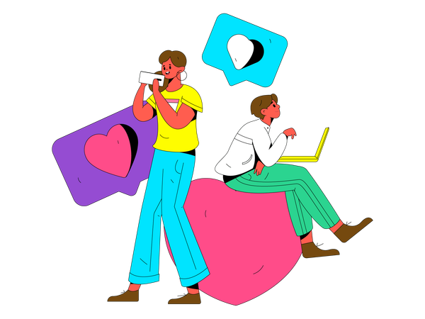 Young people giving online ratings  Illustration