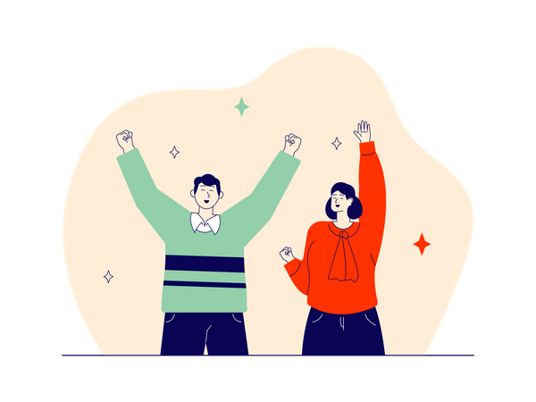 Young people happy and celebrating winning  Illustration