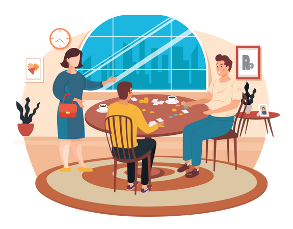 Young people having good time together  Illustration